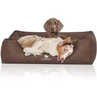 Knuffelwuff Hondenbed Scottsdale van kunstleer oversized XXXL 155 x 105cm bruin