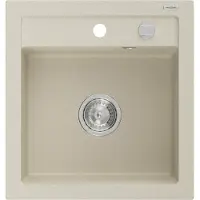 Mexen Vito granieten gootsteen 1-komoers 520 x 490 , beige, sifon chroom - 6503521000-69
