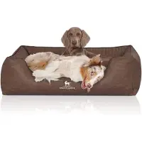 Knuffelwuff orthopedisch hondenbed Columbia van laser-gewatteerd kunstleer XXL 120 x 85cm bruin