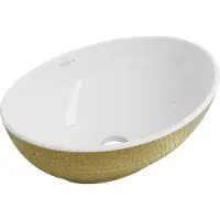 Mexen Elza opzetwastafel 40 x 33 cm, wit/goud schubbenpatroon - 21014008