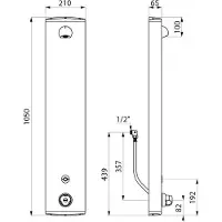Delabie DEL douchepaneel Premix, aluminium, (hxb) 1044x210mm, bed douches el