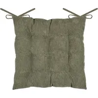 Stof Textile stoelkussen Dandy - olijfgroen - 38 x 38 x 5 cm - touwtjes sluiting - zitkussens - binnen/buiten