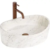 REA Dream Samengesteld Ovaal - Wastafel - Wit, Beige, Steenimitatie - 50 X 36 X 15 Cm