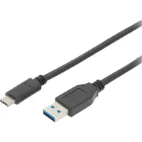 Digitus AK-300146-010-S USB-kabel USB 3.2 Gen1 USB-C stekker, USB-A stekker 1.00 m Zwart Afgeschermd (dubbel)