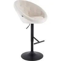 CLP London Barkruk - met rugleuning - draaibaar - verstelbaar - metalen frame - velvet - fluweel - zwart/creme