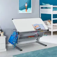 CARO-Möbel Kinderbureau SARI, kantelbaar en in hoogte verstelbaar, in wit/aluminium