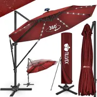 Tillvex Premium aluminium parasol diameter 330 cm + hoes & windbescherming | Zweefparasol 7-voudig verstelbaar met zwengel | Tuinparasol 360° draaibaar kantelbaar | Zwengel parasol UV50+ Groot