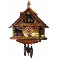 Engstler - 45112_MT - Koekoeksklok - 1-daags kettinguurwerk - Notenhout - met muziek met dansend paar - 43 cm
