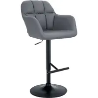CLP Natoma Barkruk - Met rugleuning - Verstelbaar - Met voetensteun - Kunstleer - Metaal mat zwart grijs