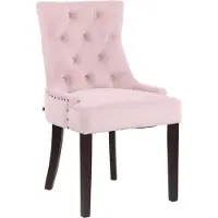 CLP Esszimmerstoel Aberdeen, fluweel, met frame van rubberhout en een zithoogte van 50 cm, kleur: roze, frame: antiek