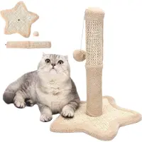 Nobleza katten krabpaal - Kleine krabpaal met speeltje - Krappaal voor kitten - 38 cm - Beige