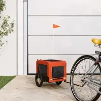 Prolenta Maison Exclusive - Fietsaanhanger voor honden, oranje en zwart, gemaakt van Oxford-stof en metaal