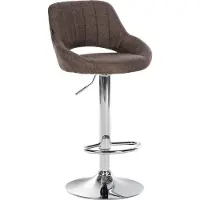 CLP barkruk Milet, bekleed met stof, in hoogte verstelbaar, draaibaar, met rugleuning | Kleur: bruin, frame: chroom