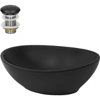 LuxeBath Wastafel Vasp | keramiek zwart 41x14x35 cm wastafelkranen | NADUVI
