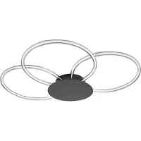 Ledvance Decor Aura plafondlamp, gemaakt van gebogen polycarbonaat met LED en filamentdesign, 21 W, 2200 lm, 3000 K, 830 warmwit, dimbaar via click-functie, donkergrijs, kunststof (PC), IP20