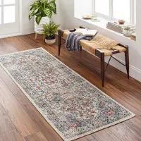 Surya - SELMA - Stijlvol vintage tapijt - Blauw/roest- Geschikt voor buiten