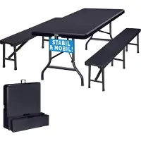 Casaria Bierbank Set 3-delig Antraciet Kunststof 180cm