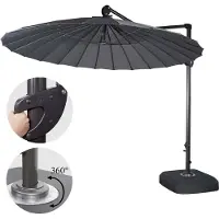 Mendler Ampelscherm HWC-A34, zonnescherm met standaard/beschermhoes, draaibaar en verrijdbaar, diameter 2,8 meter, polyester, aluminium/staal, 25 kg, antraciet