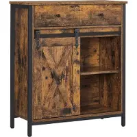 Leobert Industriële Ladekast Rustiek Bruin – 2 Lades & Deur – Stalen Frame – Verstelbare Planken – Schuifdeur – Commode Loft-Stijl – Voor Woonkamer, Slaapkamer, Hal of Kantoor