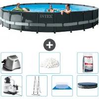 Intex Ronde Ultra XTR Frame Zwembad – 610 x 122 cm – inclusief pomp, ladder, bodemzeil, afdekking, zoutwatersysteem, filterballen en zwembad zout