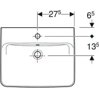 Geberit Renova Plan opzetwastafel met kraangat en overloop 55 x 44 cm, wit
