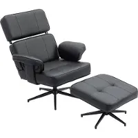 HOMCOM Recliner with Ottoman-Kunstleer, Metaal-91L x 79B x 89H cm-Zwart