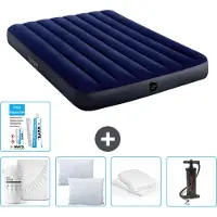 Intex Luchtbed - Twijfelaar - 137 x 191 x 25 cm - Blauw - Inclusief Hoeslaken - Kussen - Pomp - Reparatieset en Kussenbeschermer