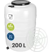 Garronda 200L met Kraan en Persring - Vat met wijde hals - Kuilvoer in vat – Bagagetrommel – Gistingsvat – Gistingscontainer – Voerton