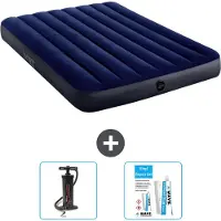 Intex Luchtbed - Twijfelaar - 137 x 191 x 25 cm - Blauw - Inclusief Pomp en Reparatieset