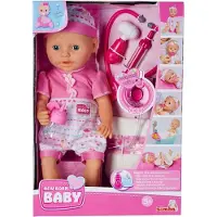 Simba New Born Baby - Babypop met doktersaccessoires - stethoscoop met geluid - drink en plasfunctie - 38cm - babypop