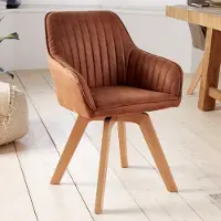 Riess Draaibare design stoel LIVORNO vintage bruin beukenhouten poten met armleuningen - 41313