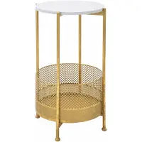 Mauro Ferretti Salontafel met mand, gouden frame, Ø 35 cm