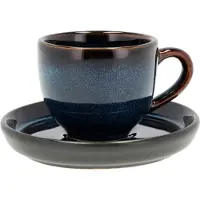 Bitz espressokop met schotel 7 cl Donkerblauw-zwart