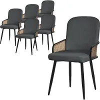 ML-Design Eetkamerstoelen set van 6 antraciet met arm & rugleuning, gestoffeerde stoelen voor eetkamer & keuken