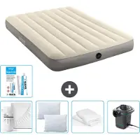 Intex Luchtbed - Twijfelaar - 137 x 191 x 25 cm - Beige - Inclusief Hoeslaken - Kussen - Pomp - Reparatieset en Kussenbeschermer
