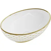 Mexen Elza opzetwastafel 40 x 33 cm, wit/goud rasterpatroon - 21014009