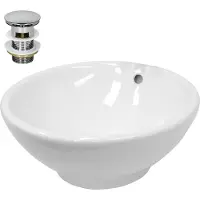 LuxeBath Wastafel 455x185 mm van keramiek incl. afvoerset met overloop