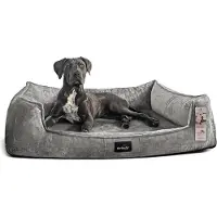 Tierlando Orthopedisch hondenbed FRANKLIN, zachte teddy stof - Hondenbank - Afmetingen: 110x90 cm | Kleur: 06 Grijs