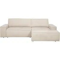 Vente-unique Brede hoekslaapbank van beige stof met textuur AMELIA