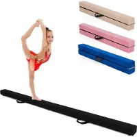 Costway 210 cm Opvouwbare Turnbalk Evenwichtsbalk Draagbare Vloer Balans Balk met Handvatten Extra Stevig Gymnastiek Materiaal