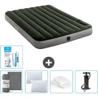 Intex Luchtbed - Twijfelaar - 137 x 191 x 25 cm - Groen - Hoeslaken - Kussen - Pomp - Reparatieset en Kussenbeschermer