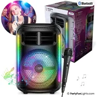 Partyfunlights draadloze karaoke set party speaker met microfoon zwart - Discoverlichting - Oplaadbaar
