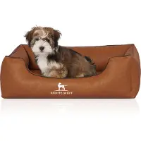 Knuffelwuff Hondenbed Henderson van kunstleer M-L 85 x 63cm roestkleurig