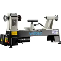Wiltec draaibank, 550 W, met variabele snelheid (650-3800 tpm), draaimachine met vlakke plaat, geschikt voor het bewerken van hout tot 457 mm lengte