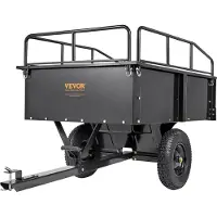 Sweiko Zware, aanhangbare grastrekker met een kipper, met een draagvermogen van 340 kg, voorzien van een trekhaak en een kantelbare laadvloer. Aanhanger met neerklapbare zijwanden. Zwarte ATV/UTV-kipper