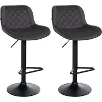 CLP Kasson 2er Set barkrukken - met rugleuning - In hoogte verstelbaar - metalen frame - met voetsteun - zwart/zwart