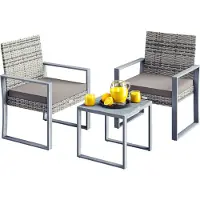 Casaria Polyrotan Tuinset 3-delig Grijs
