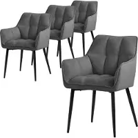 ML-Design eetkamerstoelen set van 4 gemaakt van badstof, donkergrijs, keukenstoel met dikke gestoffeerde zitting &