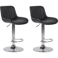 CLP Set van 2 barkrukken Lentini, bekleed met kunstleer, draaibaar en met hoogteverstelling | Kleur: zwart. Frame: chroom
