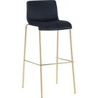 CLP Hoover Barkruk - met rugleuning - en voetensteun - met metalen frame in goudkleurige look - velvet - fluweel - zwart/goud